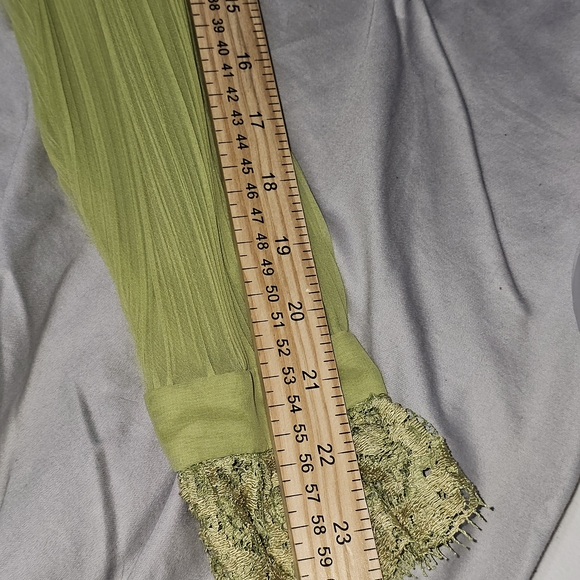 MISS ELLIETTE CALIFORNIA Vintage Chiffon Pleated With Lace Green‎ Size XS Lot CC - Picture 14 of 15